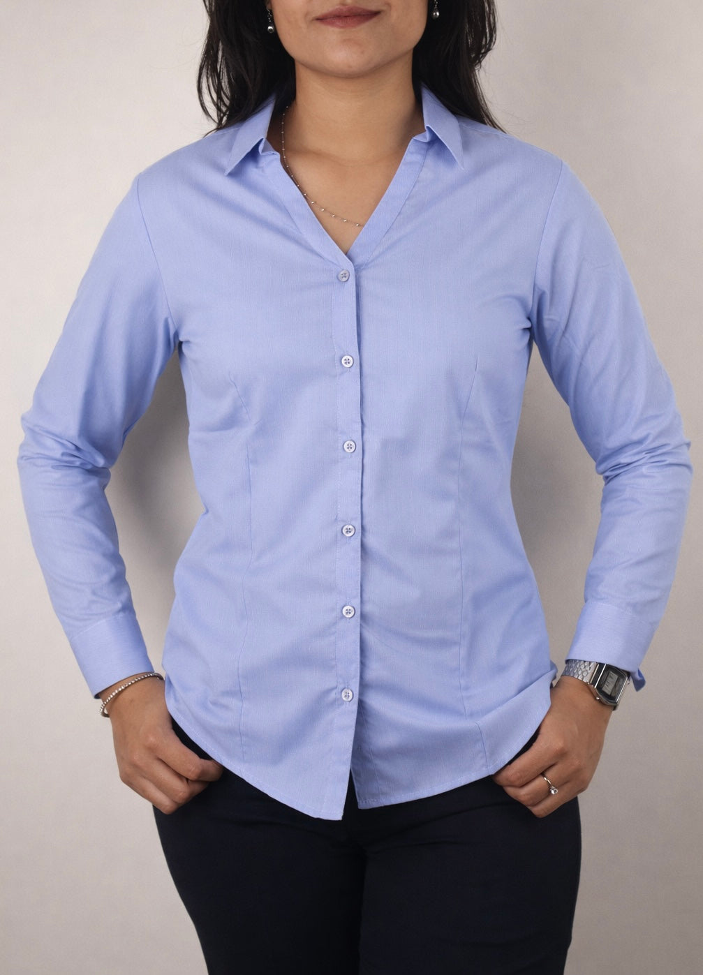 Blue Serenity – Sky Blue Tailored Office Shirt
